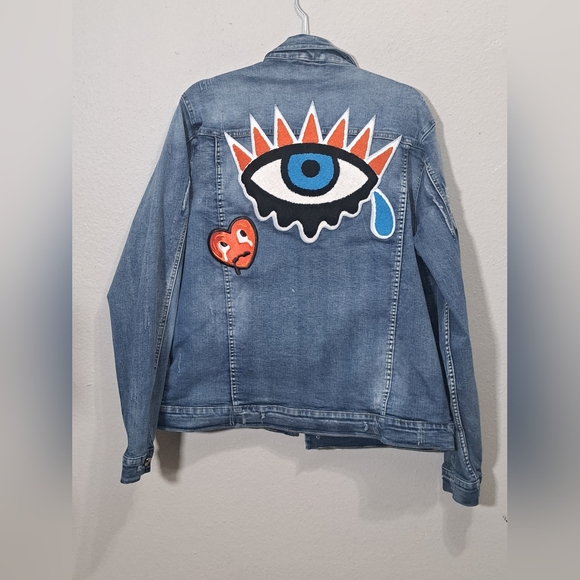 Roku Studio Distressed Light Wash Denim Jacket, Size 2XL - Picture 10 of 16